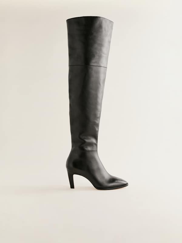 Giles Over The Knee Boot - Black Leather